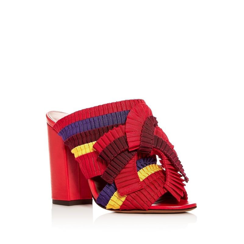 Nwt Tabitha Simmons Womens Red Colorblock Beau Slip On Sandals Shoes 37